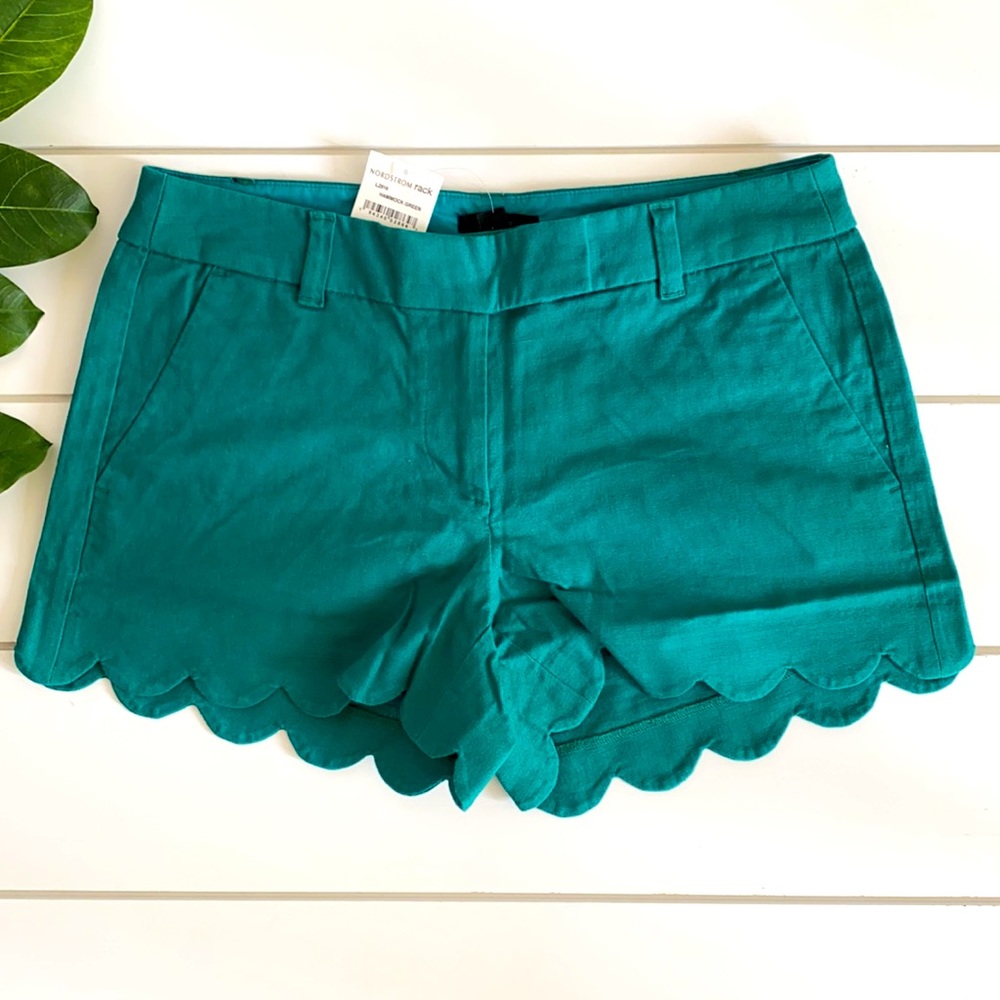 🌿 NWT J. Crew Scalloped Linen Shorts Size 6 🌿